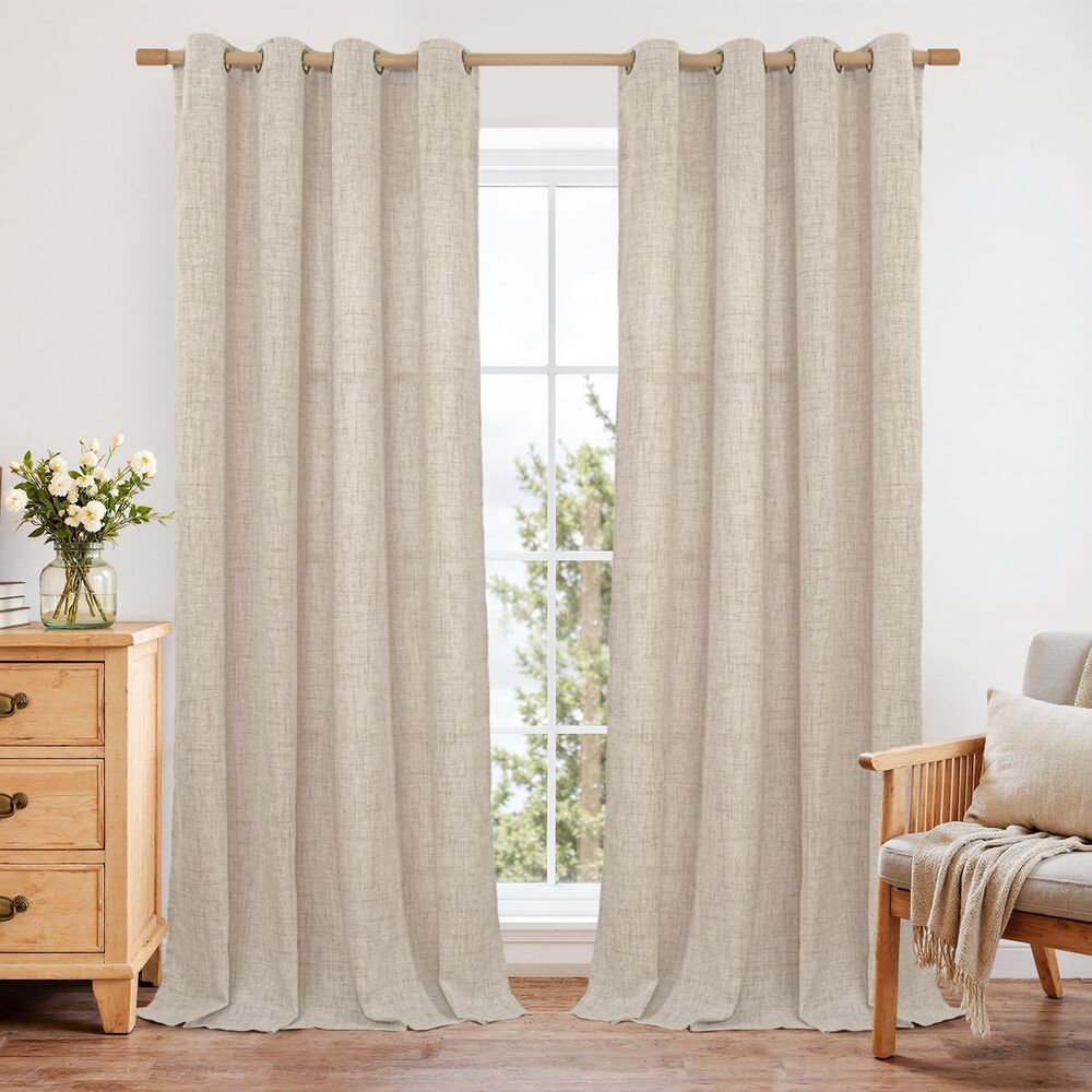 Set of 2 Curtain Panels, 52"W x 95"L Linen Style Curtains